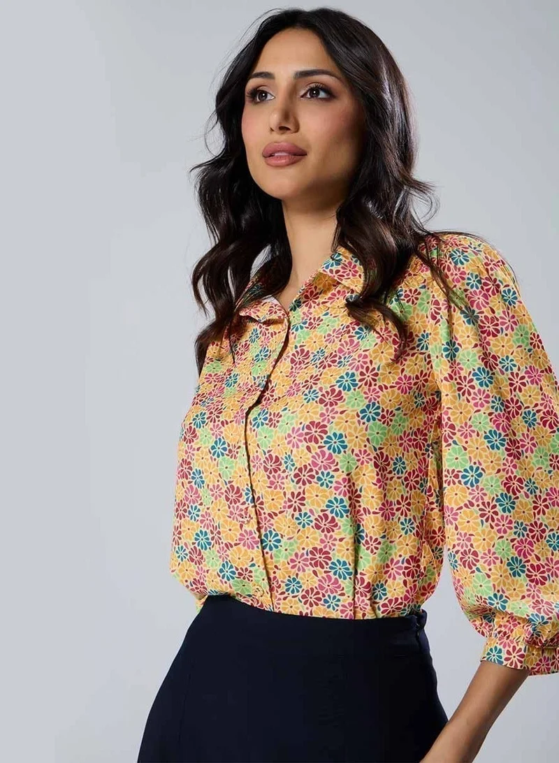 Zigzag Ditsy Floral Printed Top