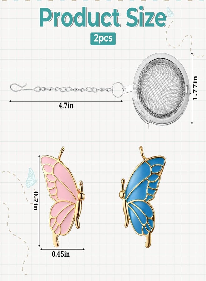 Xosjska Tea Ball for Loose Leaf Teas, 2 PCS Stainless Steel Mesh Loose Tea Steeper Ball with Charm Cute Butterfly Bff Pendant Teas Infuser/Filter for Girls Women Best Friend Couples Gift - Image 2