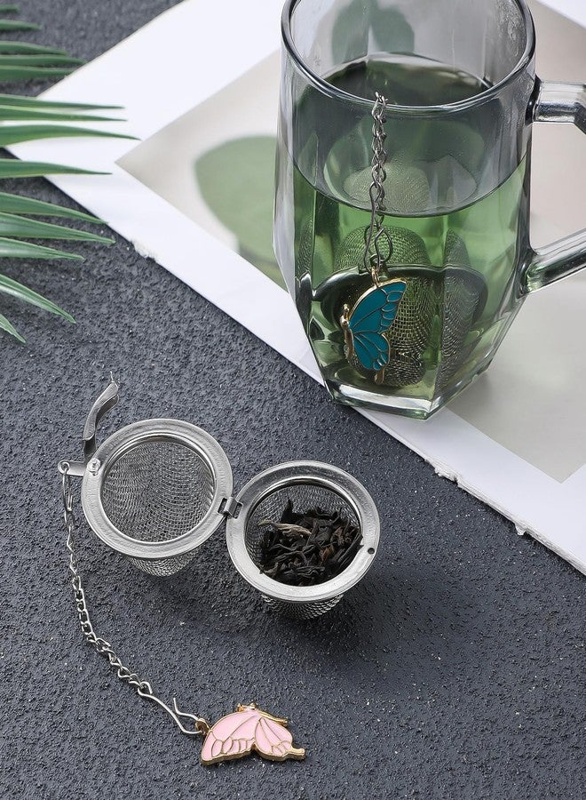 Xosjska Tea Ball for Loose Leaf Teas, 2 PCS Stainless Steel Mesh Loose Tea Steeper Ball with Charm Cute Butterfly Bff Pendant Teas Infuser/Filter for Girls Women Best Friend Couples Gift - Image 3
