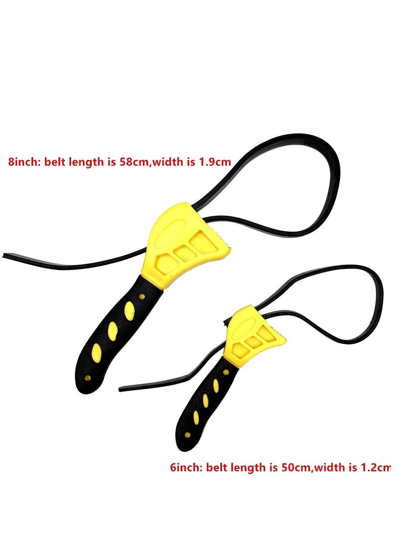 KASTWAVE - Rubber Strap Adjustable Wrenches, 2 Piece Multi Tool Universal Wrench Use for Any Shape Opener Tool, Car Repair Tools, Oil Filter Wrench Set, Pipe Wrench, Mechanics, Plumbers - Image 1