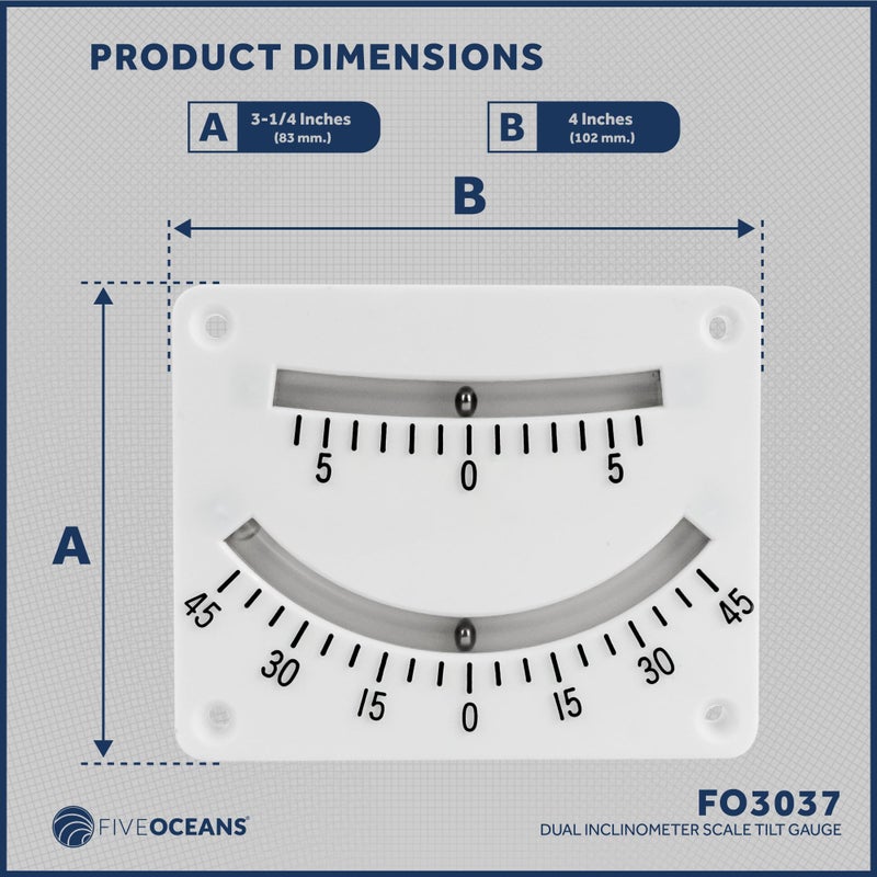 Five Oceans Dual Inclinometer, Angle Gauge, Tilt Gauge, Angle Indicator for Boat, RV, Camper, Trailer, Trucks, Measures +/-45 Degree Range - FO3037 - Image 5