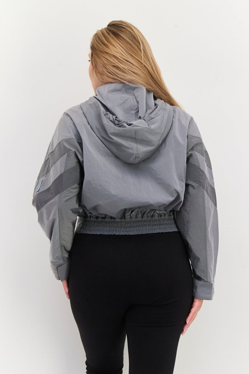 adidas Originals Women Sportswear Fit Long Sleeve Outdoor Jacket, Grey  - Image 2