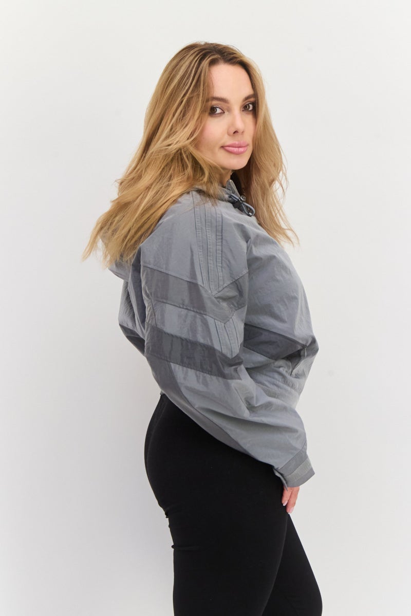 adidas Originals Women Sportswear Fit Long Sleeve Outdoor Jacket, Grey  - Image 3
