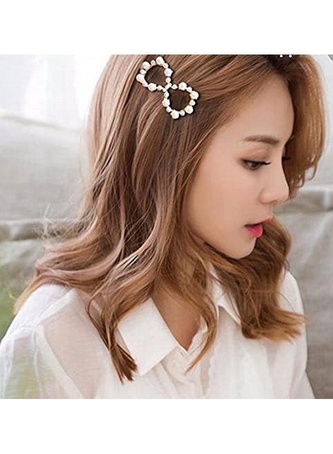 SUN Ring SUNRING Korean Fashion Style Pearl Rhinestone Giomtric shape Metal Hair clips Hair Pin Stylish Hair Accessories (Pack of 4) - Image 3
