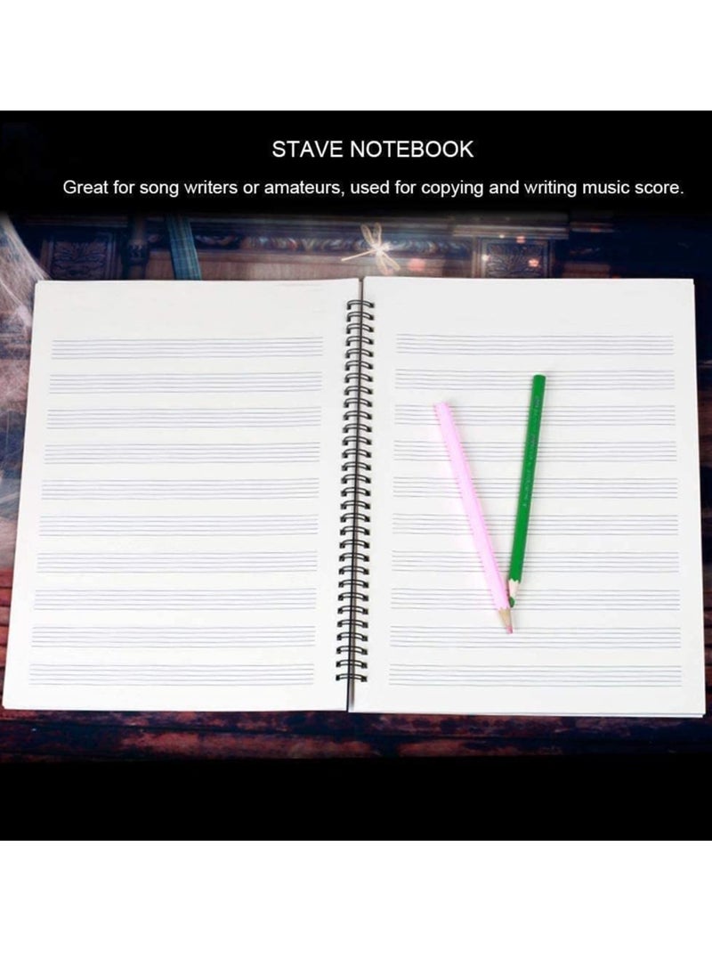 Stave Notebook, Music Writing Notebook Musical Notation Staff Manuscript Paper Piano Note Book Accessories, with 50 Pages Blank Sheet