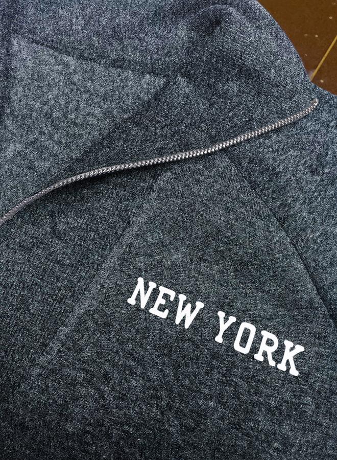 Take Two Charcoal Relaxed Fit Sweatshirt with Zip Detail - Image 3