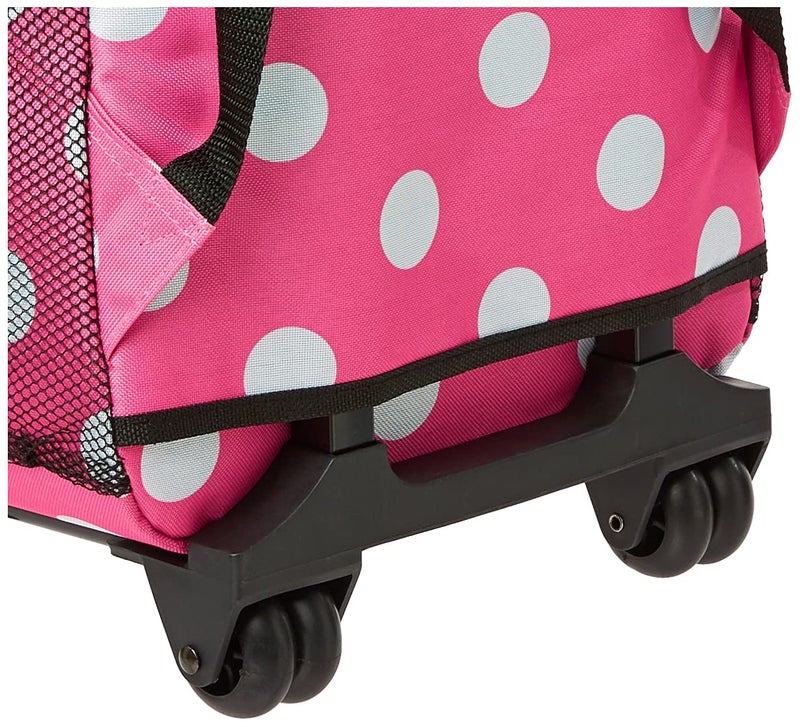 Rockland Double Handle Rolling Backpack, Pink Dots, 17" - Image 2