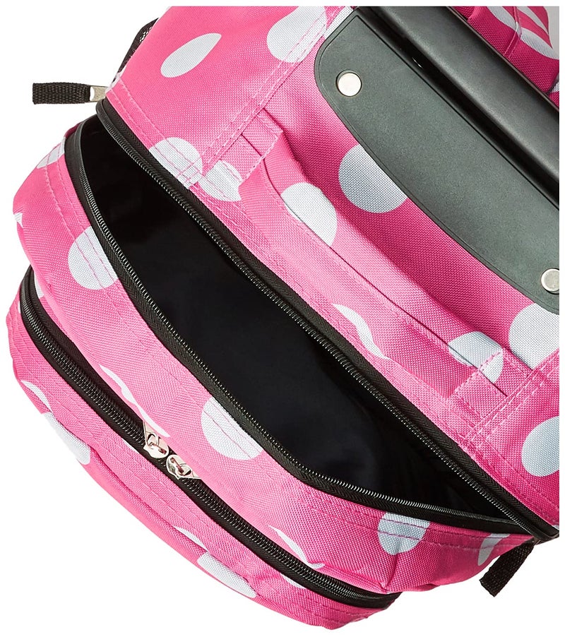 Rockland Double Handle Rolling Backpack, Pink Dots, 17" - Image 4