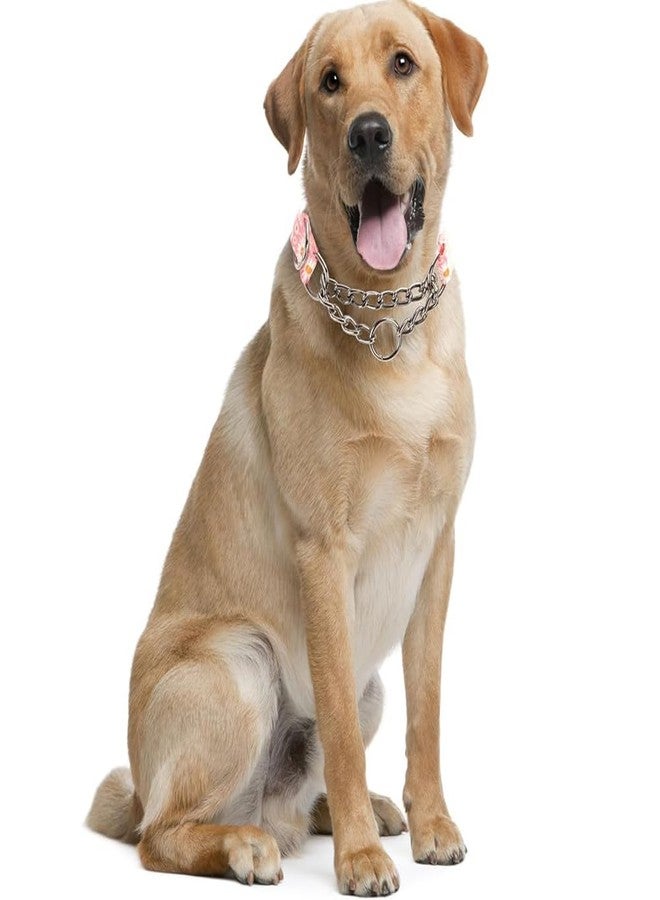 Weimostar Pink Daisy Stainless Steel Chain Martingale Collar for Dogs, No Pull Slip Choker Choke Collar Training Escape Proof Heavy Duty Dog Collar for Small Medium Large Dogs Girl Female Pet, L - Image 3