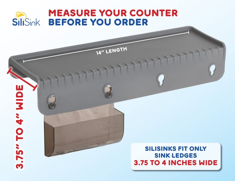 SiliProducts Silisink Silicone Sink Edge Guard For Kitchen Sink - Fits 3.754Wide Stone Lip - Kitchen Sink Guard & Sink Edge Protector - Stone  Granite Countertop Edge Protector - 14 Gray - Image 2