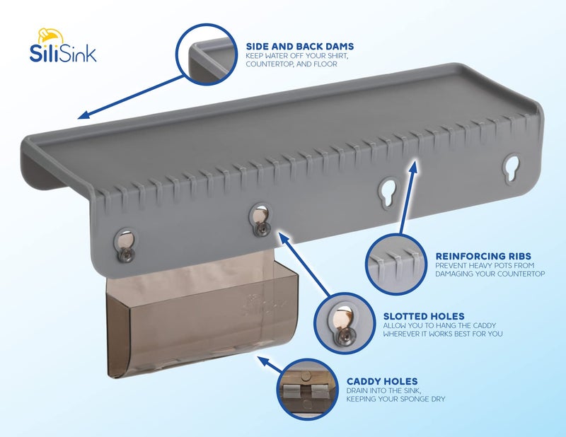 SiliProducts Silisink Silicone Sink Edge Guard For Kitchen Sink - Fits 3.754Wide Stone Lip - Kitchen Sink Guard & Sink Edge Protector - Stone  Granite Countertop Edge Protector - 14 Gray - Image 3