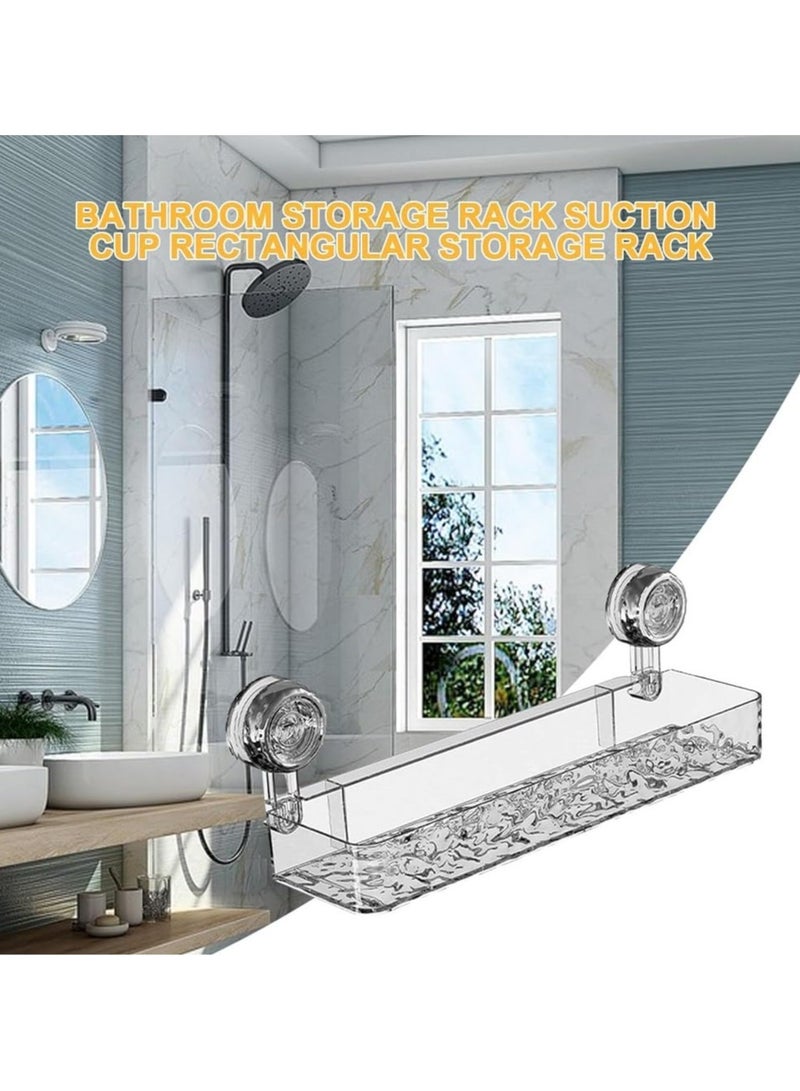 XiuWoo Set of 2 Suction Cup Shower Caddy, No Drill Clear Bathroom Shelves, Acrylic Bathroom Organizer, Glacier Patterned Suction Cup Shelf for Bathroom Storage and Home Decoration  - Image 2