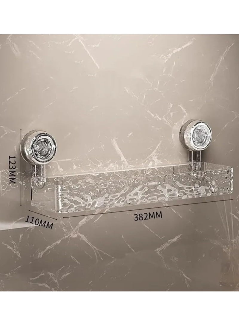 XiuWoo Set of 2 Suction Cup Shower Caddy, No Drill Clear Bathroom Shelves, Acrylic Bathroom Organizer, Glacier Patterned Suction Cup Shelf for Bathroom Storage and Home Decoration  - Image 3