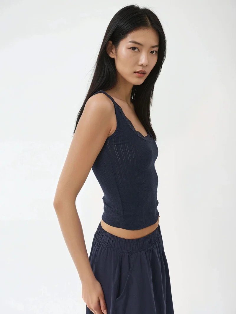 Busem BUSEM Lace Detail U Collar Tank Top