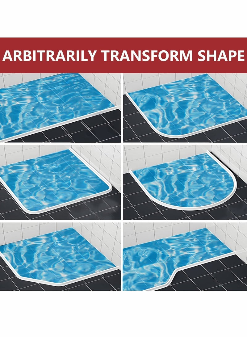Collapsible Shower Water Dam, Threshold Stopper Barrier, and Retention System Keeps Inside Dry Wet Separation Suitable for Bathroom Kitchen (78Inch) - Image 5