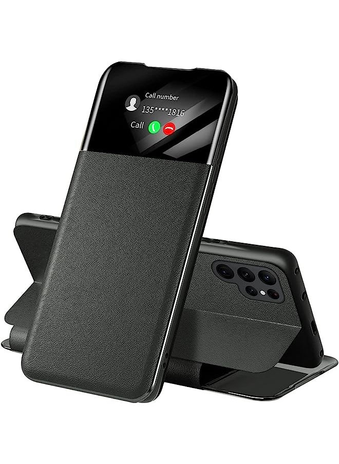 erorex - for Samsung S21 FE Flip Cover, with Stand and Card Slots Tap Control Book Folio Protective Phone Flip Case for Samsung S21 FE (S21 FE, Black) - Image 1