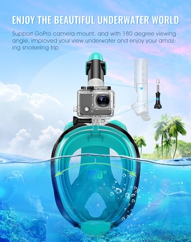 Greatever G2 Full Face Snorkel Mask with Latest Dry Top System,Foldable 180 Degree Panoramic View Snorkeling Mask with Camera Mount,Safe Breathing,Anti-Leak&Anti-Fog - Image 5