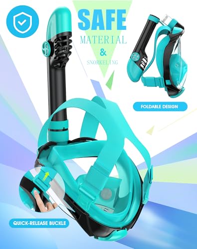 Greatever G2 Full Face Snorkel Mask with Latest Dry Top System,Foldable 180 Degree Panoramic View Snorkeling Mask with Camera Mount,Safe Breathing,Anti-Leak&Anti-Fog - Image 4