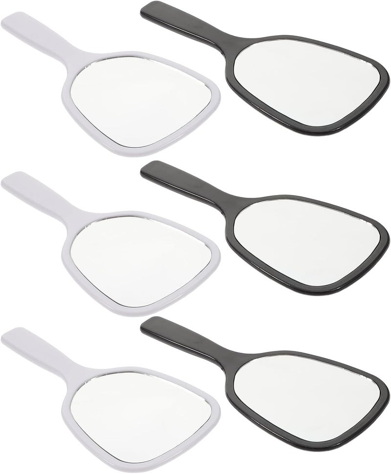 GALPADA 6pcs Handheld Makeup Mirrors with Handle Small Portable Travel Mirrors for Daily Female Use in White and Black - Image 1