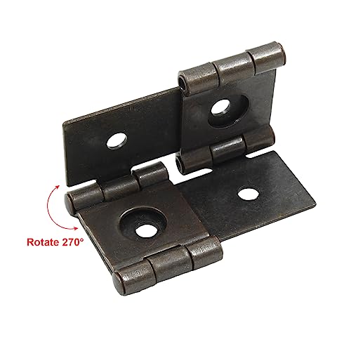 Litoexpe 12pcs Double Folding Hinges, 270 Degree Rotation Screen Door Hinges, Metal Folding Acting Hinges with Mounting Screws (47mmx54mm, Brown) - Image 3