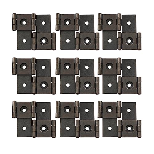 Litoexpe 12pcs Double Folding Hinges, 270 Degree Rotation Screen Door Hinges, Metal Folding Acting Hinges with Mounting Screws (47mmx54mm, Brown) - Image 1