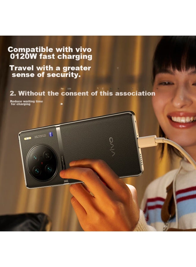 CangHua كابل شحن متوافق مع Iqoo، كابل بيانات Vivo، كابل شحن سريع 6a، شحن فلاش 120w/66w، للهواتف 9/9pro/8/8pro/7/neo6/neo5/3/x80/70/60، 2 متر - Image 3