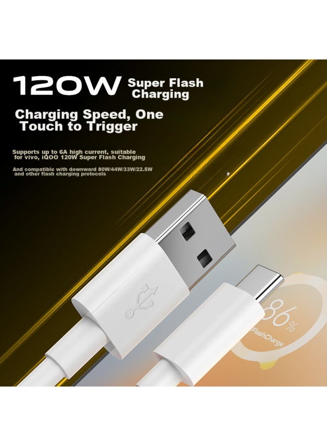 CangHua كابل شحن متوافق مع Iqoo، كابل بيانات Vivo، كابل شحن سريع 6a، شحن فلاش 120w/66w، للهواتف 9/9pro/8/8pro/7/neo6/neo5/3/x80/70/60، 2 متر - Image 2