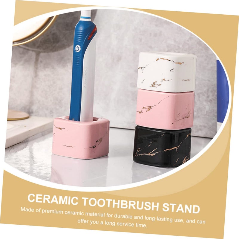 Ceramic Electric Toothbrush Holder with Marbled Base Easy Clean Bathroom Storage Organizer - Image 5
