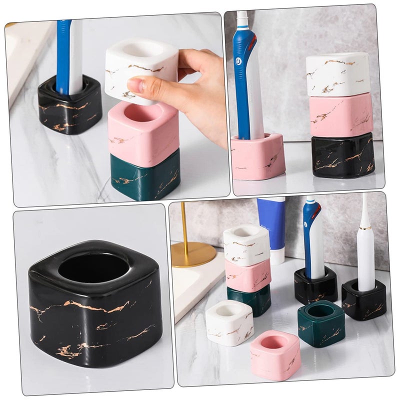 Ceramic Electric Toothbrush Holder with Marbled Base Easy Clean Bathroom Storage Organizer - Image 3