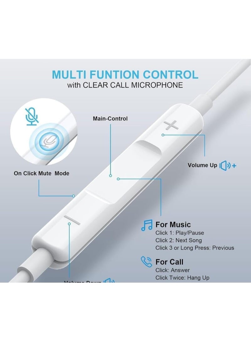 BEST ONE Lightning Wired Headphones compatible for iPhone 11/12/13/14 Pro Max, iPad, Earphones with Mic, Volume Control, Noise Cancelling - Image 3