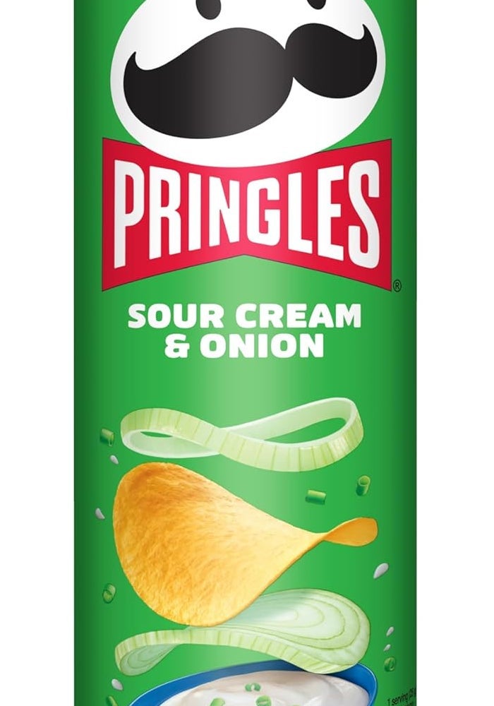 Pringles برينجلز كريمة حامضة وبصل 165 جرام - Image 1