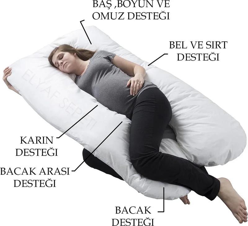 Elyaf Sepeti Fiber Basket Bead Fiber Filled Pregnant and Breastfeeding Pillow with 5 Different Zone Supports