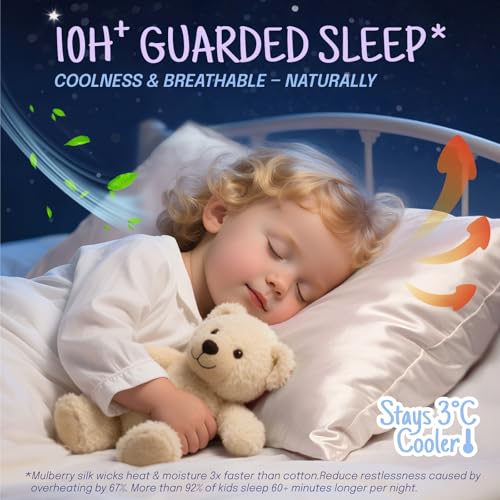 OLESILK Toddler 100% Mulberry Silk Pillowcase, Breathable Soft Smooth for Nursery Kids Night Sleeping, Silk Travel Pillow Cases with Hidden Zipper (1 Pack, Ivory, 13"x18") - Image 3