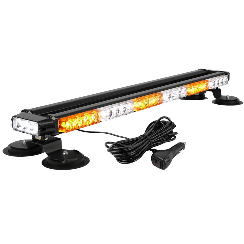 ASPL 29.5" 54 LED Strobe Light Bar Double Side Flashing High Intensity Emergency Warning Flash Strobe Light with Magnetic Base for Safety Construction Vehicles Tow Trucks Pickup (Amber/White) - Image 1