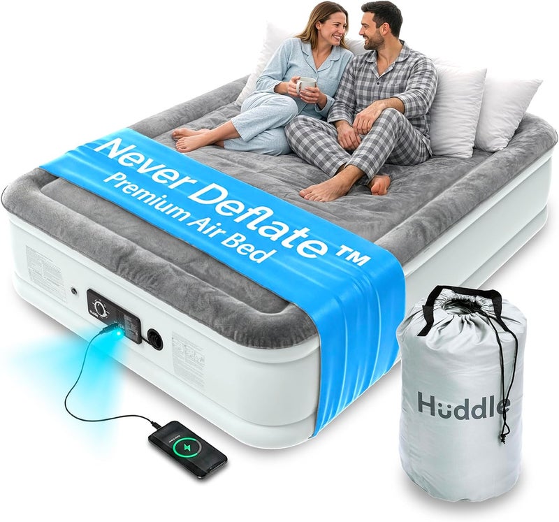 سرير هوائي فاخر مزدوج من هادل® مع تقنية المضخة المزدوجة الحاصلة على براءة اختراع SlumberGuard™ | فراش قابل للنفخ بمضخة مدمجة | فراش قابل للنفخ مريح | أحجام السرير الهوائي: مفرد، مزدوج، كينغ - Image 1