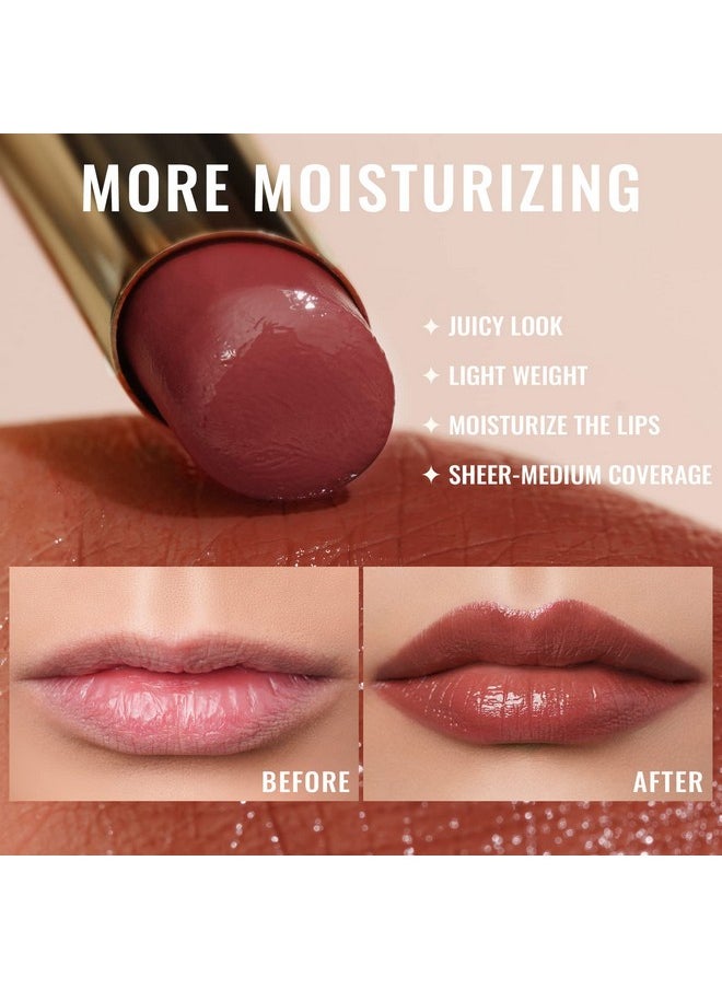 Oulac Moisturizing Shine Red Lipstick For Women, 2 In 1 Tinted Lip Balm For Winter, Hydrated Juicy And Glossy Lip Color For Dry, Cracked And Chapped Lips, Vegan 2.2G/0.07Oz (02)  - Image 2