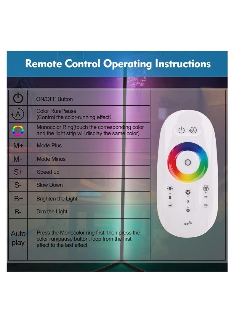 Raxoom RGB Corner Floor Lamp, Color Changing Modern Lamps, 140CM Tall Standing Lamp with Remote Controller Metal Colorful Lamps for Living Room, Bed Room, Gaming Room, Black - Image 3