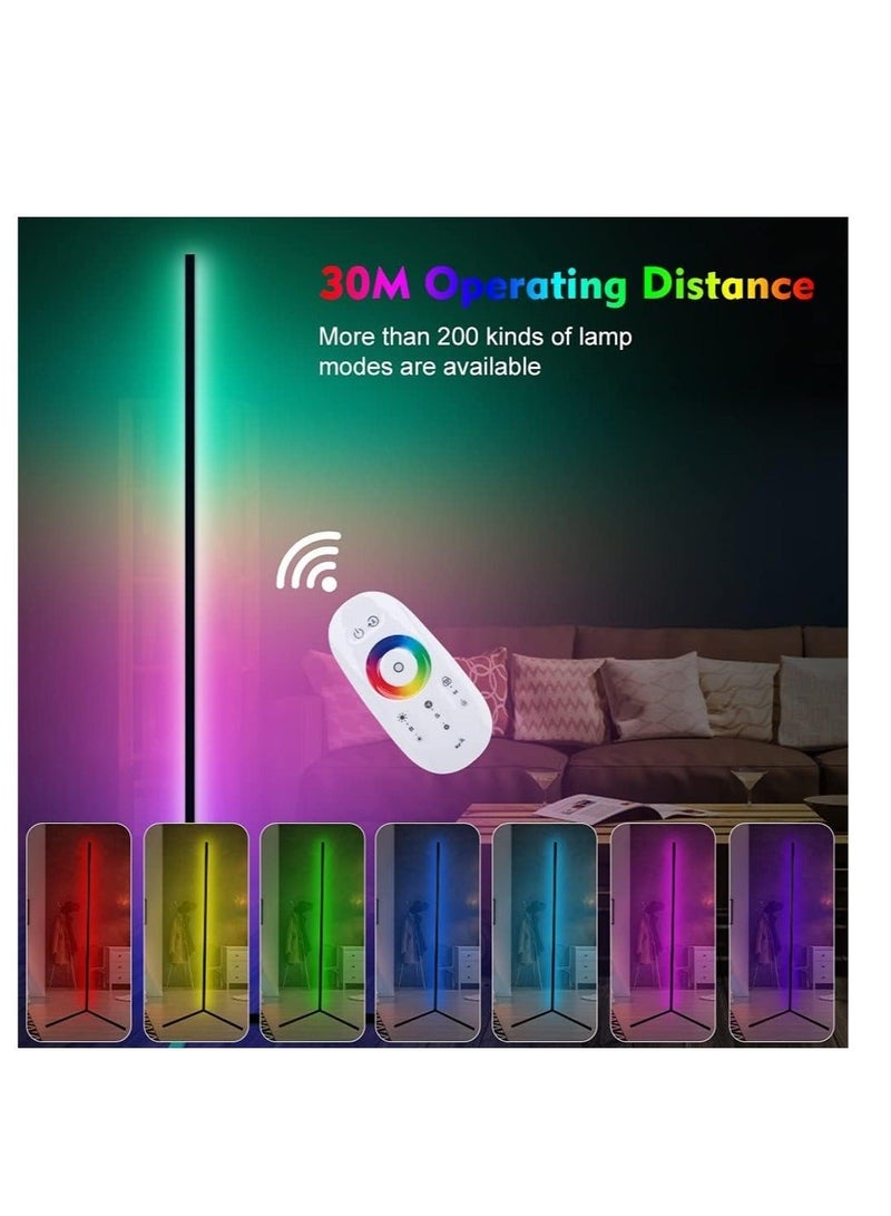 Raxoom RGB Corner Floor Lamp, Color Changing Modern Lamps, 140CM Tall Standing Lamp with Remote Controller Metal Colorful Lamps for Living Room, Bed Room, Gaming Room, Black - Image 2