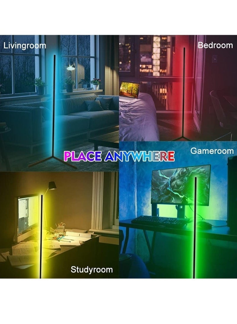 Raxoom RGB Corner Floor Lamp, Color Changing Modern Lamps, 140CM Tall Standing Lamp with Remote Controller Metal Colorful Lamps for Living Room, Bed Room, Gaming Room, Black - Image 5