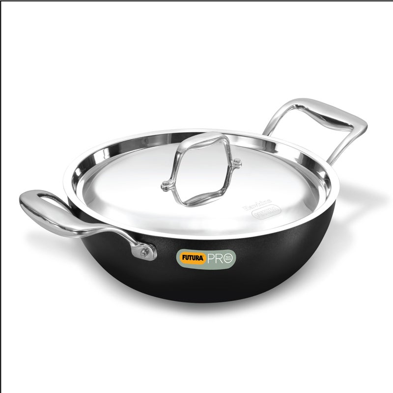 Hawkins Futura Pro 2.5 Litre Deep-Fry Pan, Nonstick Kadhai with Stainless Steel Handles and Stainless Steel Lid, Balck (PNK25S) - Image 1