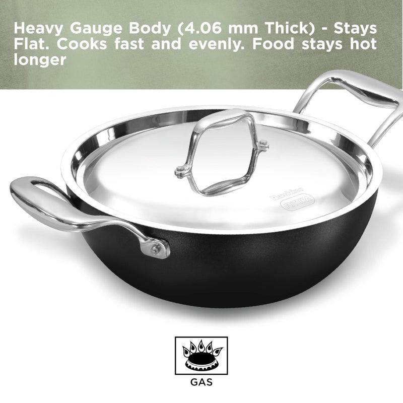 Hawkins Futura Pro 2.5 Litre Deep-Fry Pan, Nonstick Kadhai with Stainless Steel Handles and Stainless Steel Lid, Balck (PNK25S) - Image 5