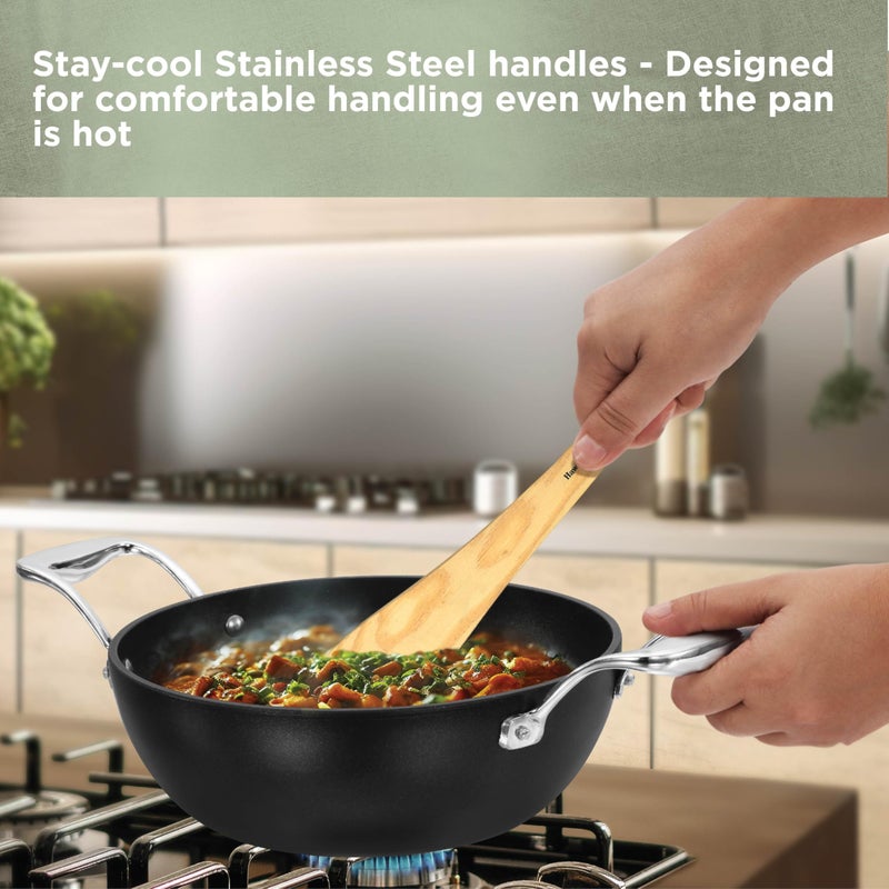 Hawkins Futura Pro 2.5 Litre Deep-Fry Pan, Nonstick Kadhai with Stainless Steel Handles and Stainless Steel Lid, Balck (PNK25S) - Image 3