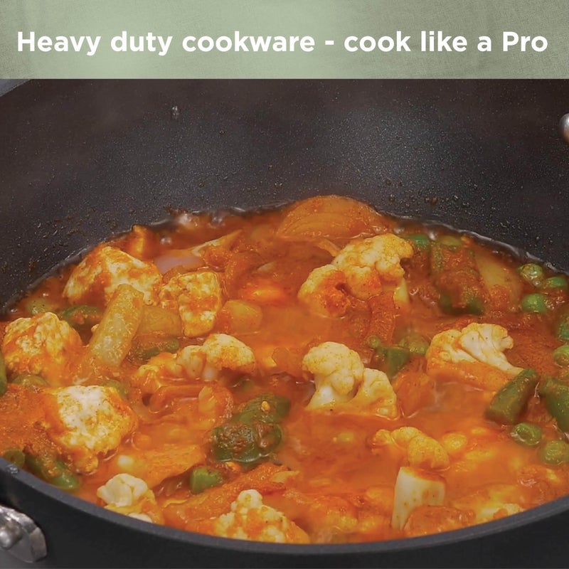 Hawkins Futura Pro 2.5 Litre Deep-Fry Pan, Nonstick Kadhai with Stainless Steel Handles and Stainless Steel Lid, Balck (PNK25S) - Image 2