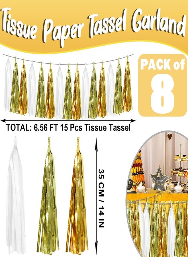 Hysilla 8P Gold Foil Fringe Metallic Tassel Streamers Banner Tassel Garland for Parade Floats, Bachelorette, Wedding, Birthday, Halloween, Christmas, Bridal/Baby Shower Party Decorations - Image 2