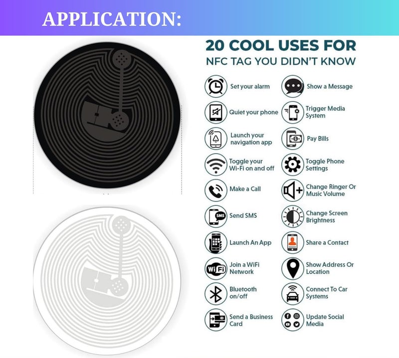 HiTags NFC Tag Sticker | NTAG213 | 144 Bytes Memory | Rewrittable | Compatible with All NFC Supported Phones & Readers - Image 2