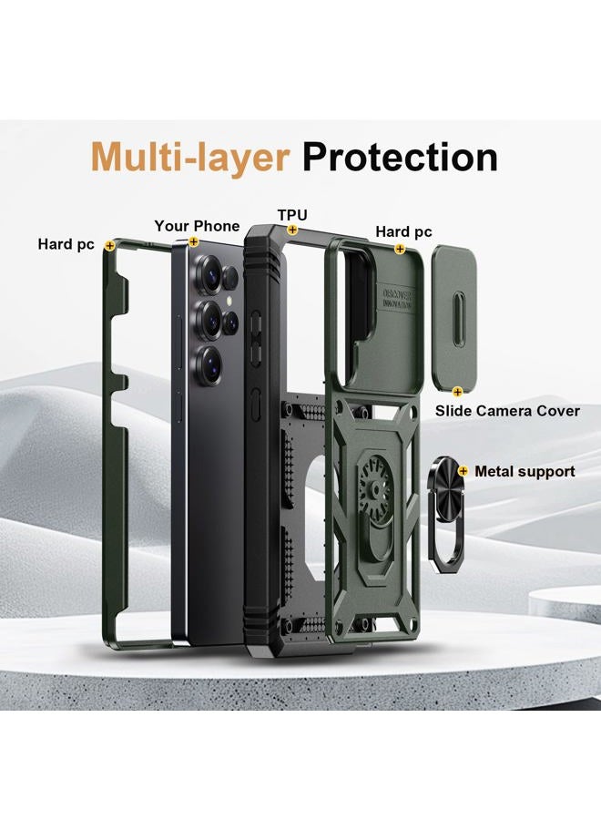 Pasnew Case for Samsung Galaxy A54 5G,Meatl Kickstand & Camera Slide Cover,Military Rugged Heavy Duty Multi-Layer Drop Shockproof Hard Shell A54 Cases,6.4 inch,Army Green - Image 3