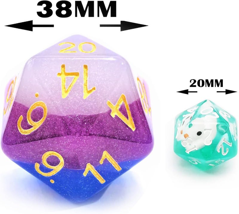 Bescon Jumbo 20 Sides Dice 1.5 inch in Colorful Multi-Layer Design, 38MM Over-Sized D20 Dice Big Size Multi Layered with Rich Colors - Image 2