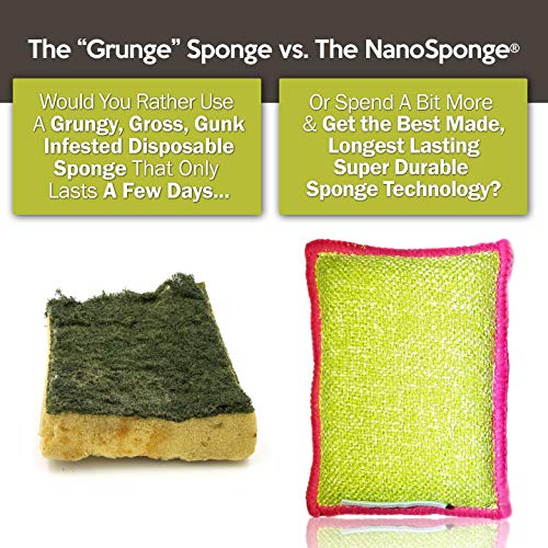 Life Miracle Nano Sponge Cleaning Sponges. Supersized Everyday Heavy Duty Household Kitchen and Dish Sponge. 2 Pack. 4.5 x 3 - Image 2
