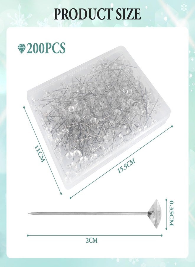 Pinsit 200Pcs Diamond Bouquet Pins, Corsage Boutonniere Pins,2 Inch Crystal Rhinestones Floral Pins,Straight Pins for Flower Bouquets Wedding Bridal Hair Accessories Jewelry DIY Decoration and Craft Sewing - Image 2