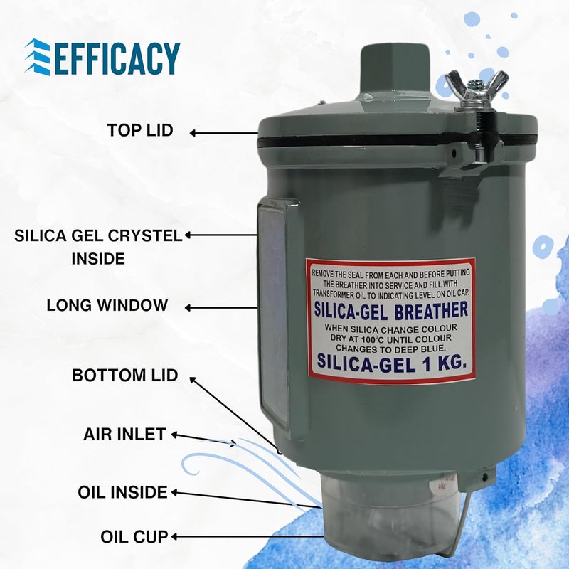 Efficacy Silica Gel Breather Size 1000 gm Transformer Desiccant Breathers Color Dark Blue to Pink Indicated Made of Full Aluminium Body and UV Polycarbonate Window Cup - Image 4